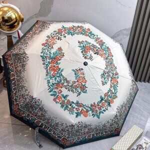 Gucci Beige and Green Logo Umbrella